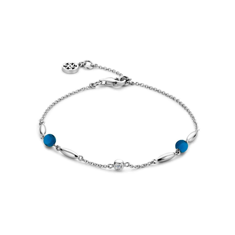 Cornelia Armband - Sterlingsilber - blaue Achate und Zirkonia