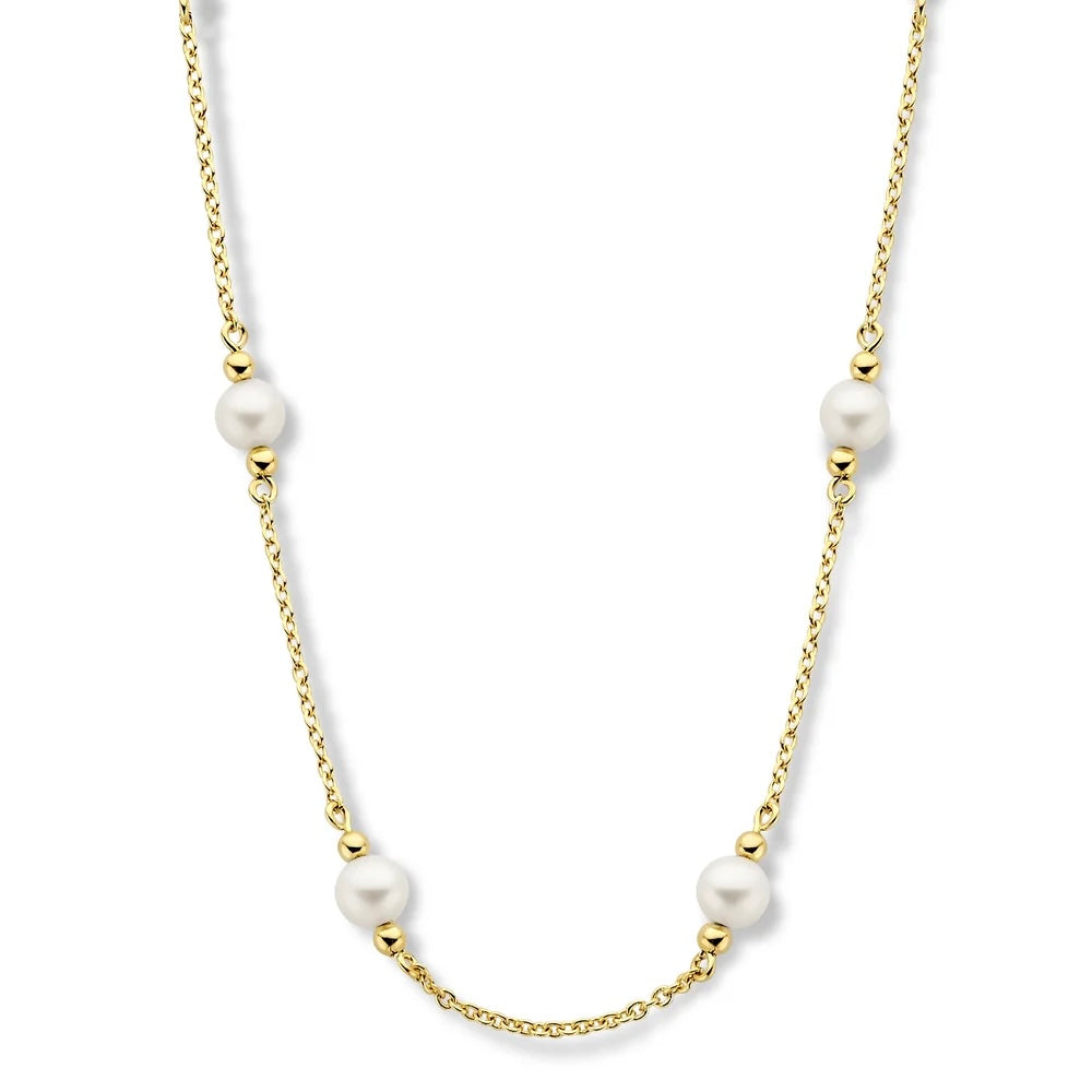Athena Halskette 45 cm - Sterlingsilber vergoldet - Süßwasserperlen