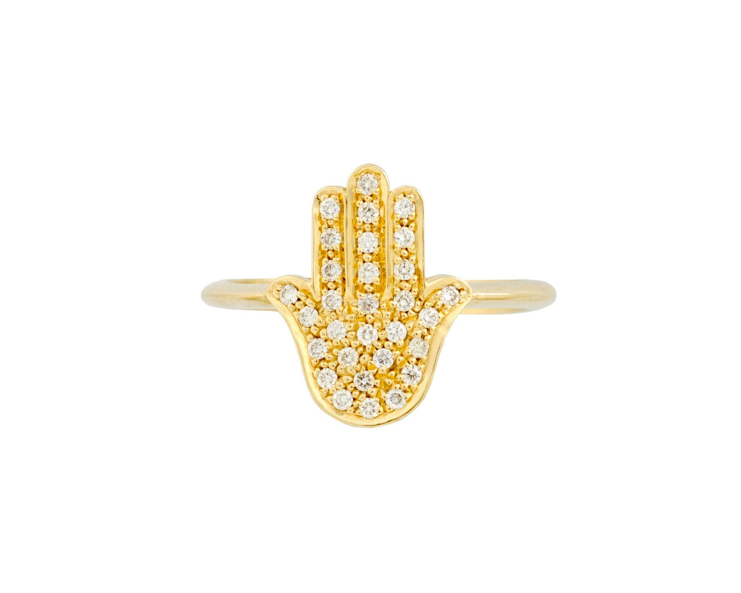 Gold Ring Fatima Hand 14 Karat mit Zirkonia