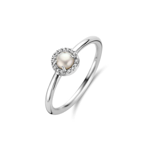 Euphoria Ring - Sterlingsilber vergoldet - Süßwasserperle und Zirkonia