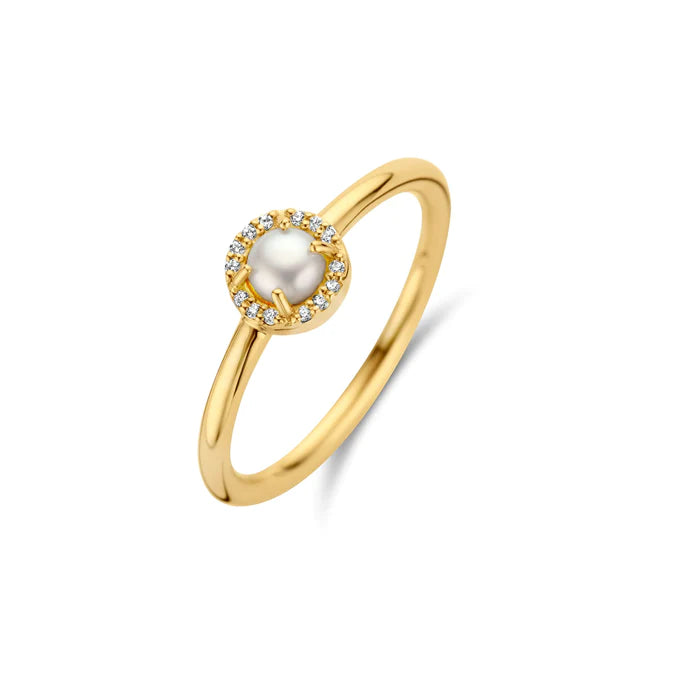 Euphoria Ring - Sterlingsilber vergoldet - Süßwasserperle und Zirkonia