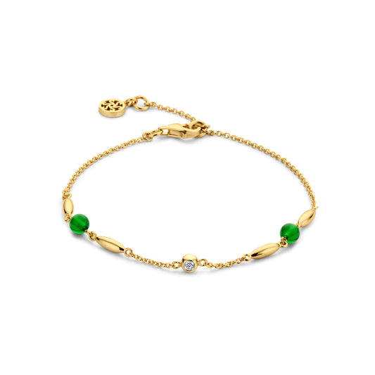 Cornelia Armband - Sterlingsilber vergoldet - grüne Achate und Zirkonia