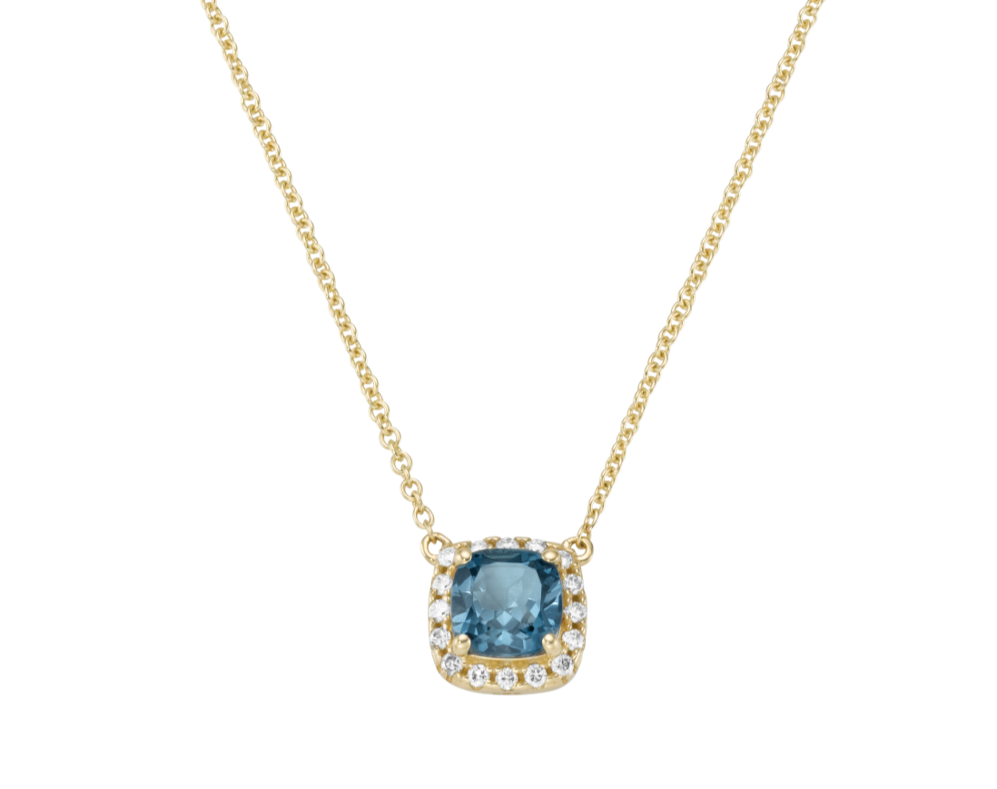 London Blautopas & Brillant Collier in 585 Gold