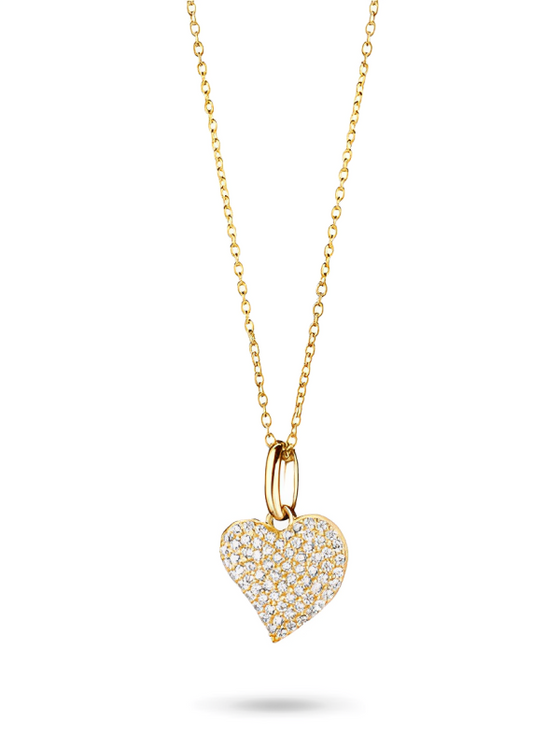 Halskette mit Herz aus Zirkonia aus 925 Silber vergoldet