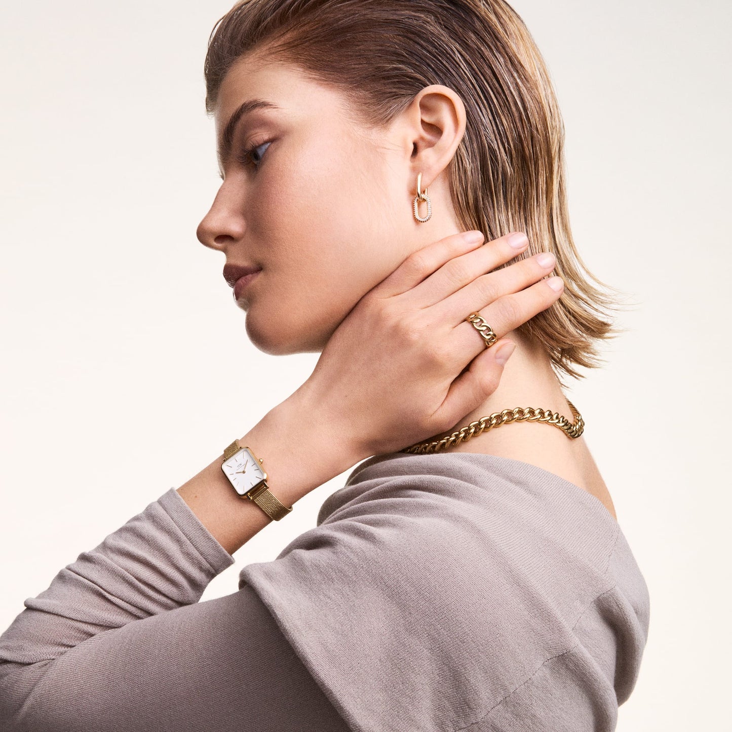 Quadro Pressed Sterling Damenuhr Silber 20 × 26 mm - Daniel Wellington