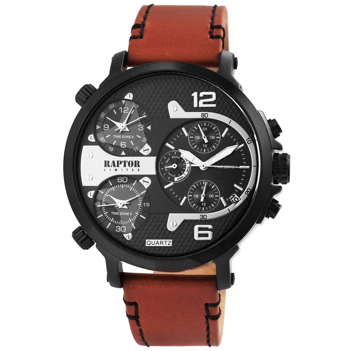 Raptor Herrenarmbanduhr Leder Chronograph