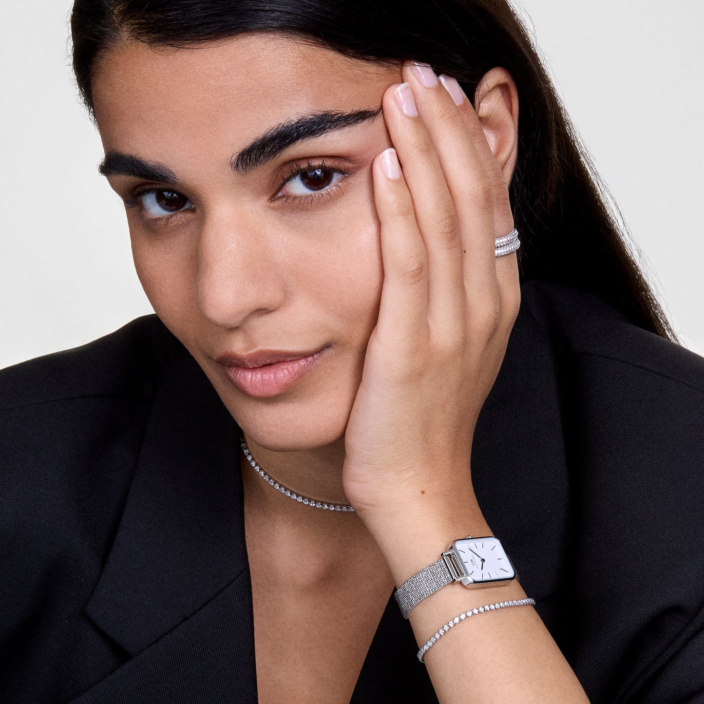 Quadro Pressed Sterling Damenuhr Silber 20 × 26 mm - Daniel Wellington