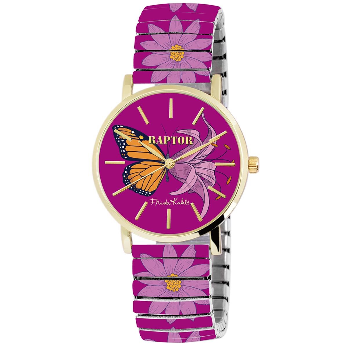 Raptor Damenarmbanduhr Frida Kahlo Edition orange, lila