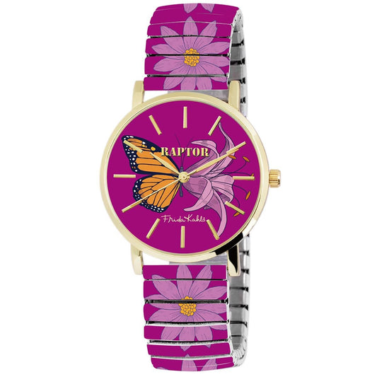Raptor Damenarmbanduhr Frida Kahlo Edition orange, lila