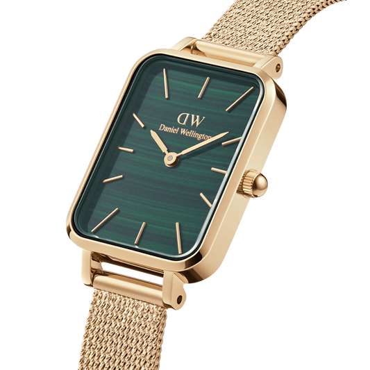 Quadro Pressed Daniel Wellington Damenuhr Evergold Green