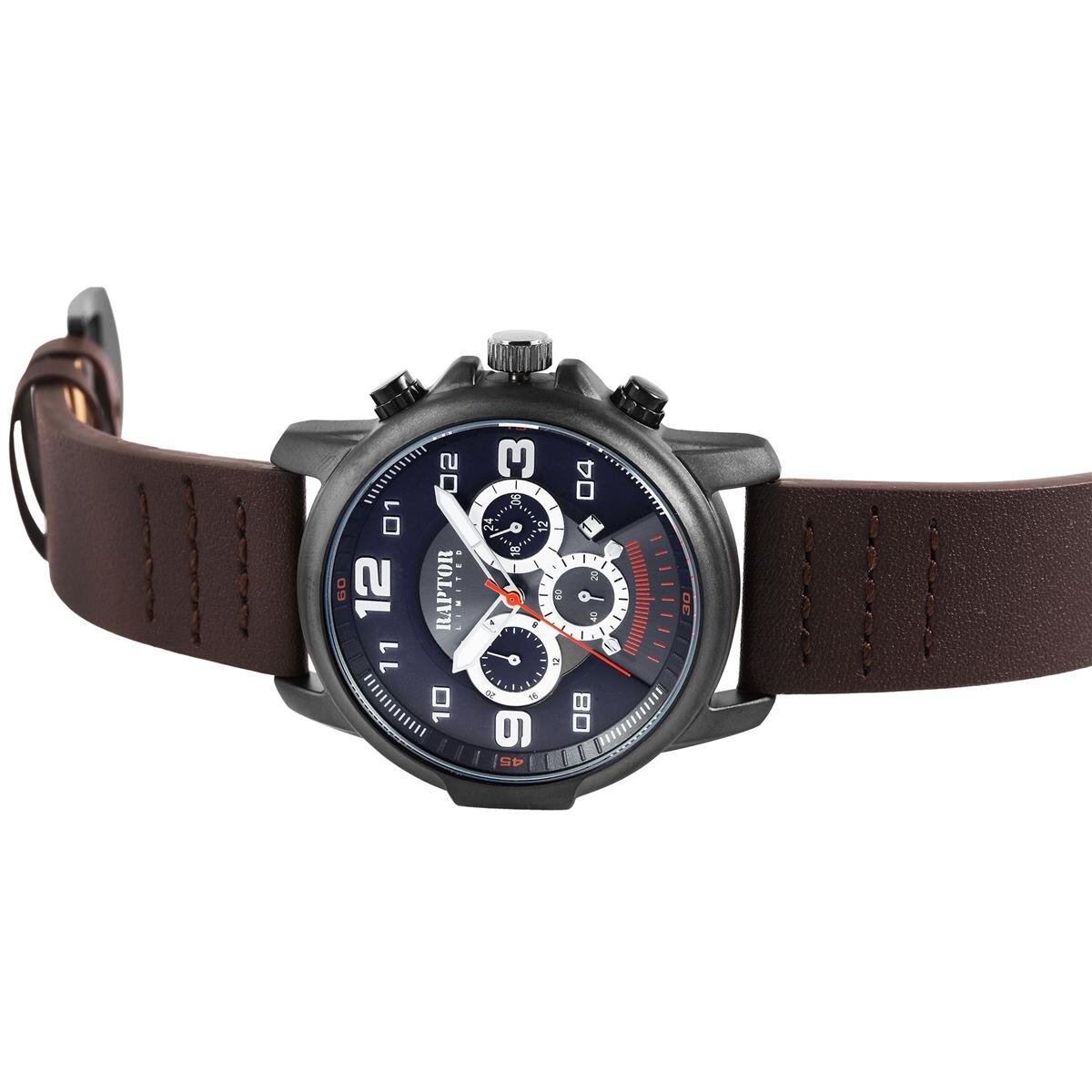 Raptor Herrenarmbanduhr Leder Chronograph
