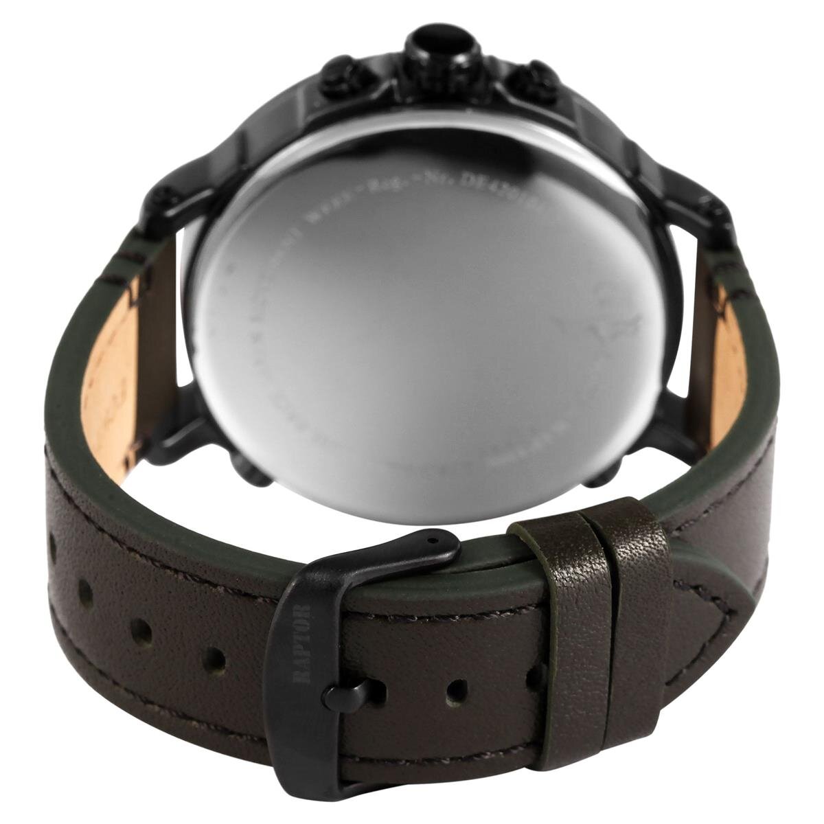 Raptor Herrenarmbanduhr Multifunktion, Leder schwarz