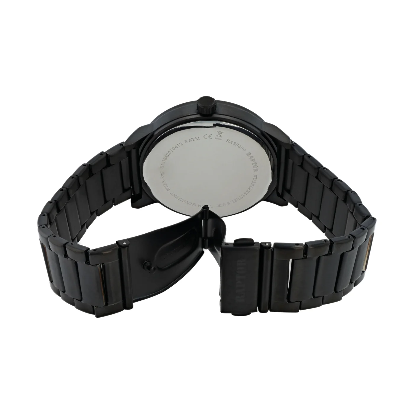 Raptor Herrenarmbanduhr Jano Edelstahl, Schwarz